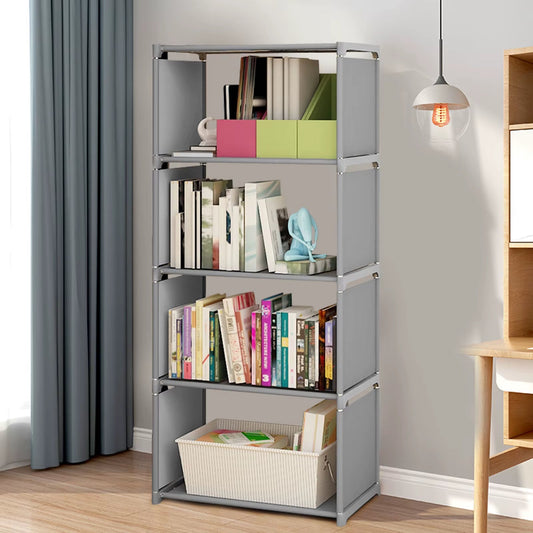 4 Tiers Bedroom Bookcase Livingroom Bookshelf Multilayer Home Storage Rack