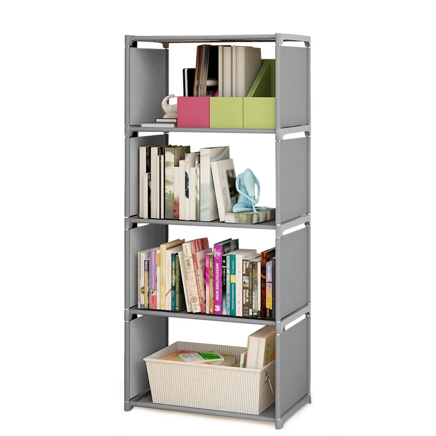 4 Tiers Bedroom Bookcase Livingroom Bookshelf Multilayer Home Storage Rack