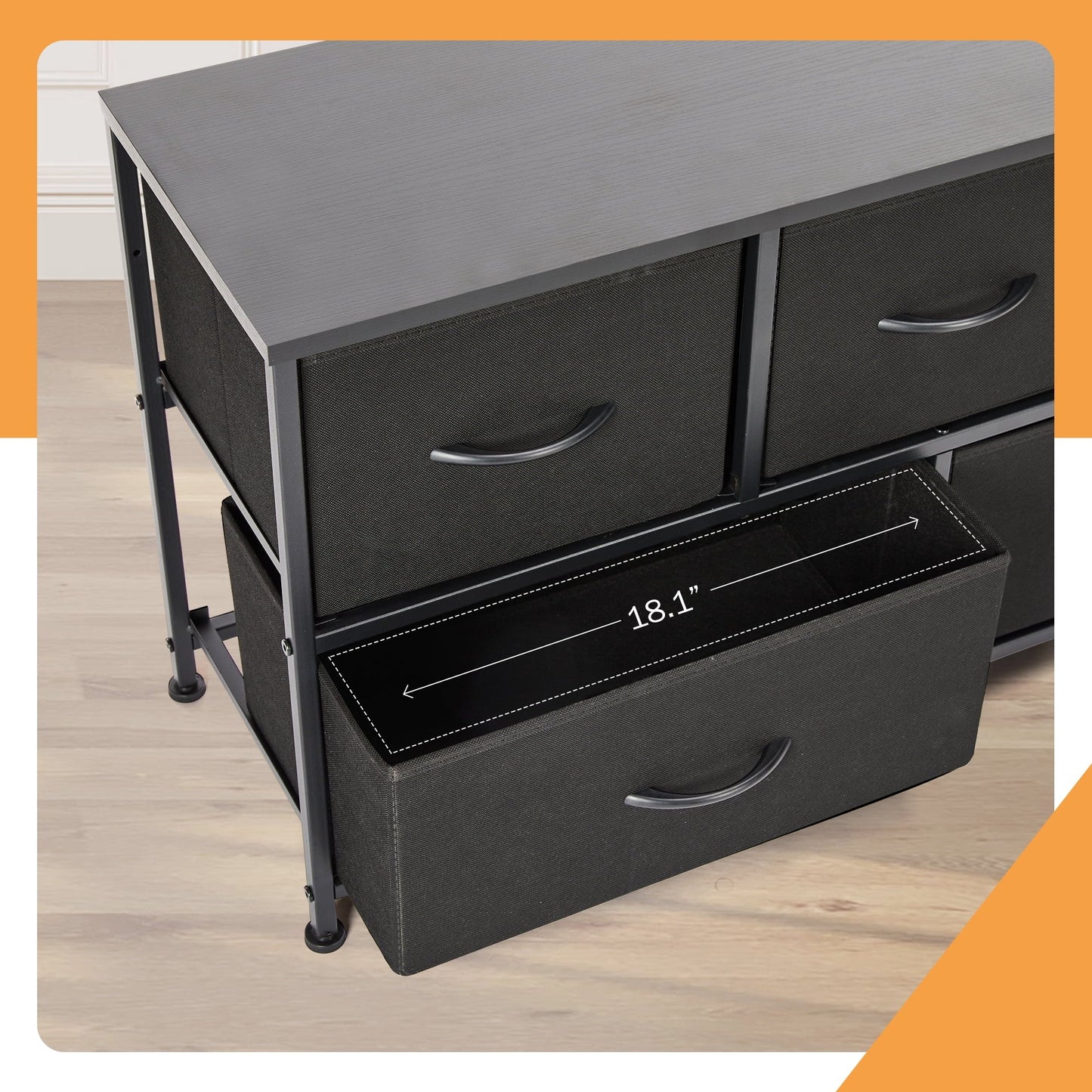 5 Drawer Fabric Dressers for Bedroom, Chest of Drawer Organizer Storage Cabinet for Closet, Entryway, Black