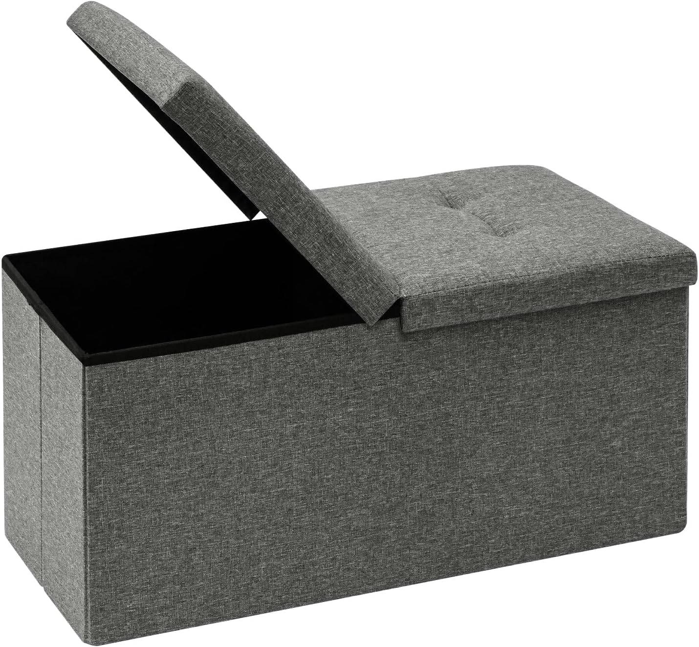 Storage Ottoman with Flipping Lids, Ottoman Bench Footrest Seat, Linen 30"X15"X15" (Grey)