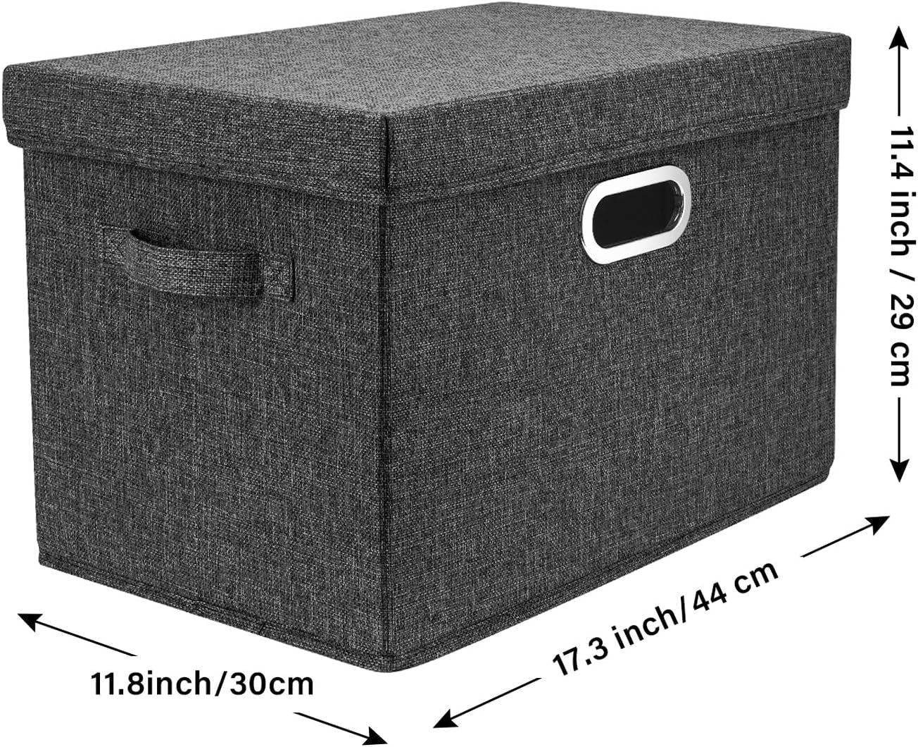 Large Storage Bins with Lids, Collapsible, Washable, Fabric Storage Boxes for Organizing, 17.3X11.8X11.4 Inches, 2 Pack, Black