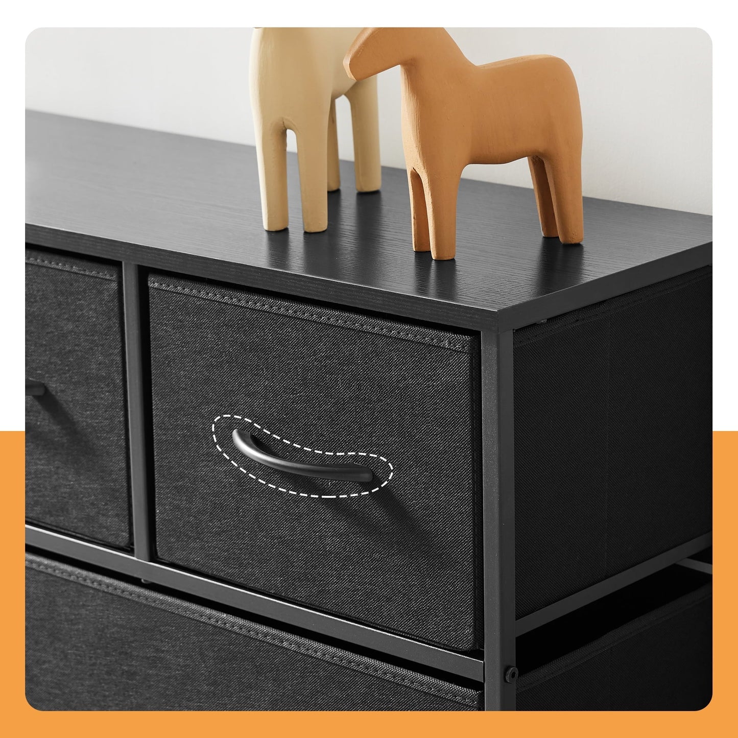 5 Drawer Fabric Dressers for Bedroom, Chest of Drawer Organizer Storage Cabinet for Closet, Entryway, Black