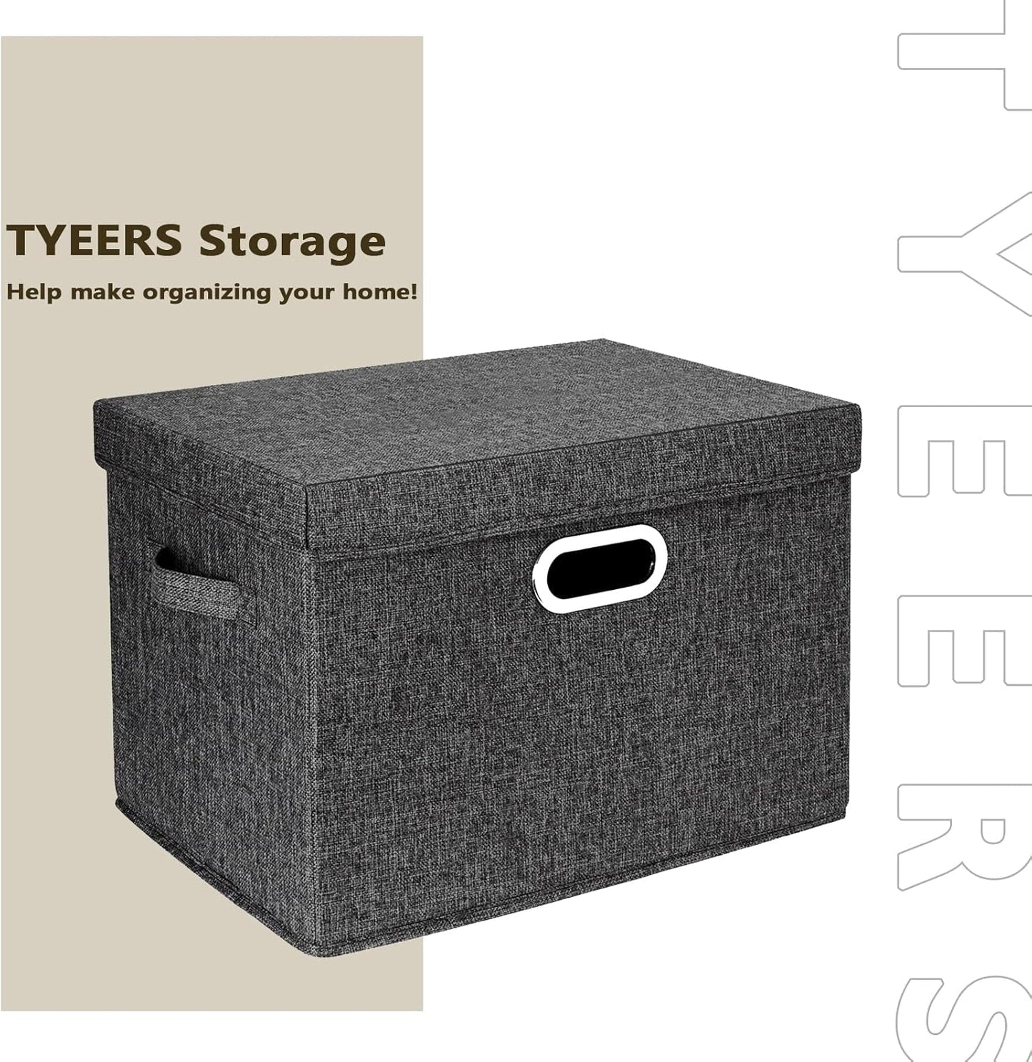 Large Storage Bins with Lids, Collapsible, Washable, Fabric Storage Boxes for Organizing, 17.3X11.8X11.4 Inches, 2 Pack, Black
